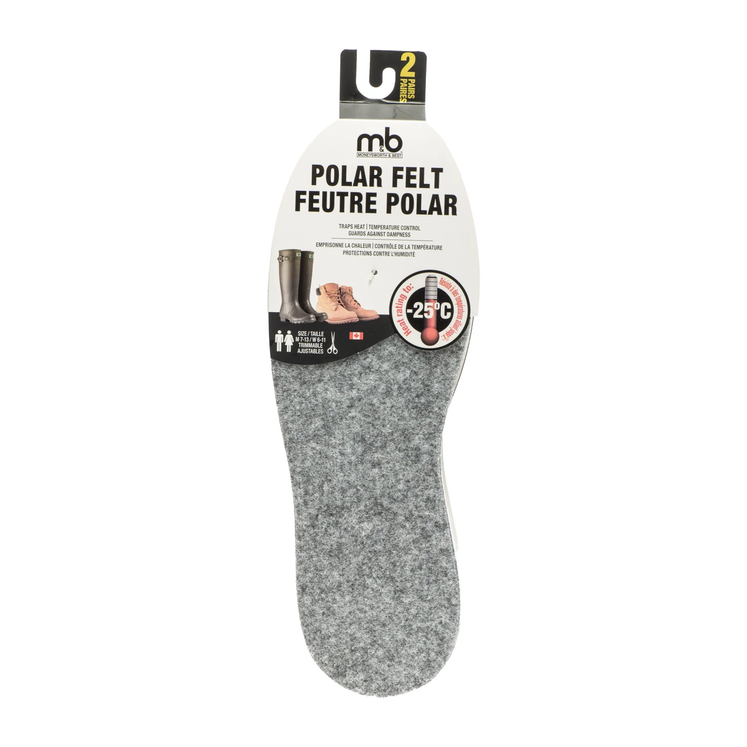 Polar Felt Insoles (Trimmable) IN27029 - 2PK - Image 3